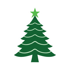 Fototapeta premium Isolated Christmas Tree Vector on White Festive Evergreen Illustration for Holiday Decor, Nature, and Winter Celebration
