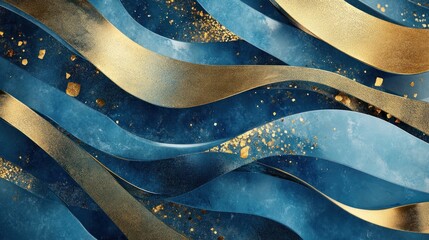 Blue ice design with luxurious gold sheets in Art Deco style
