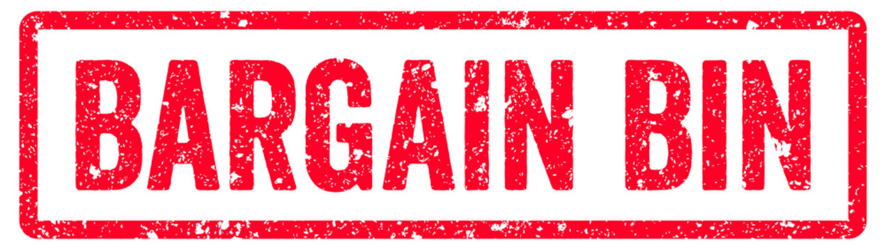 Bargain bin Stamp Transparent Seal, Red Grunge Bargain bin Word Rubber Stamp Seal