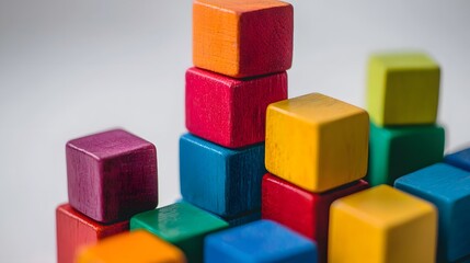 Obraz premium Colorful Wooden Blocks Stacked Together. Illustration background for presentation and wallpaper