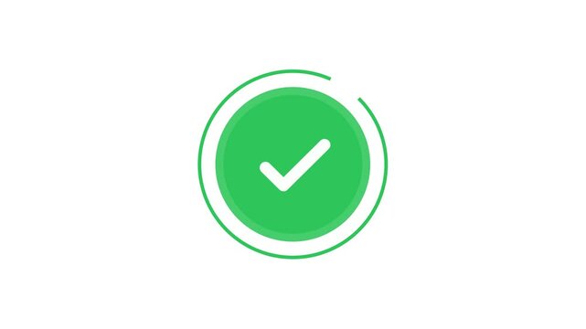 Green Tick Mark Animation Motion Graphics. Check mark symbol animation