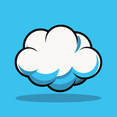 A cartoon cloud with a blue outline and shadow. The cloud has a white center and a light blue outline. 