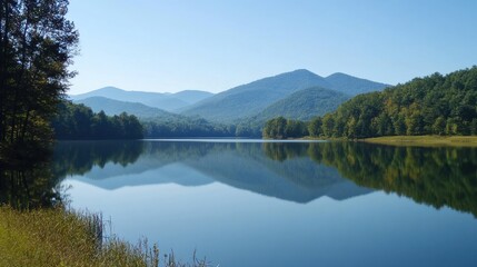Mountain Lake Reflection - A serene lake with mountains reflecting on the water