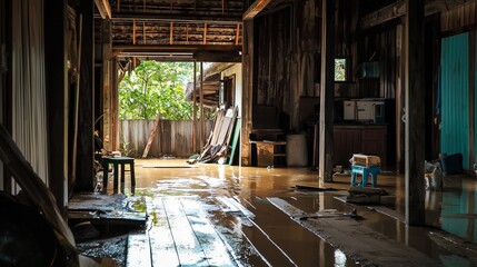 Obraz premium Flooded House Restoration in Thailand