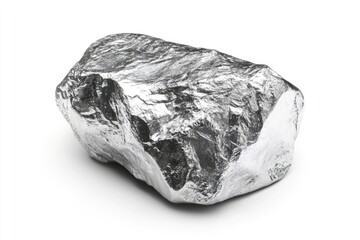 Obraz premium Silver nugget isolated on white background raw gemstone. Concept of luxury rarity.