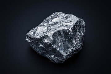 Rare Liberian silver nugget isolated on black background.