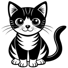 simple cute cat silhouette vector on a white background