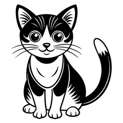 Obraz premium simple cute cat silhouette vector on a white background