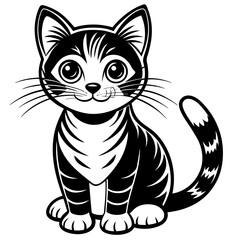 simple cute cat silhouette vector on a white background