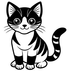 simple cute cat silhouette vector on a white background