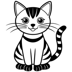 simple cute cat silhouette vector on a white background