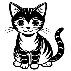 Fototapeta premium simple cute cat silhouette vector on a white background