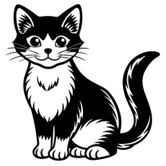 simple cute cat silhouette vector on a white background