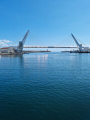 Fototapeta premium This is a view of the sea and pier at Daepo Port, Gangwon-do.