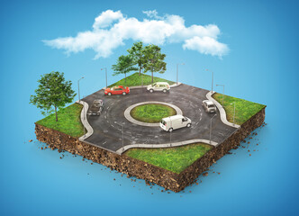 pieces of road. Can see road structure. 3d illustration