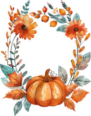 Obraz premium Pumpkin floral wreath
