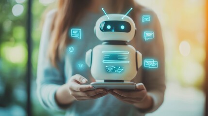 An AI chatbot on a mobile app, assisting a user with internet-related queries in a smooth