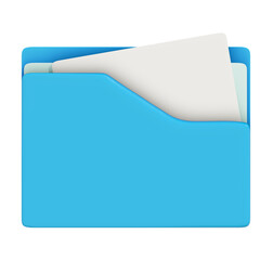 Blue folder Isolated on png transparent background , document modern symbol.