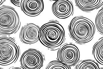 Abstract spirals doodle pattern: circular swirls and short lines in creative design