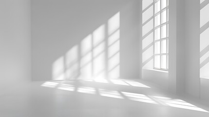 White empty room with window and sunlight.