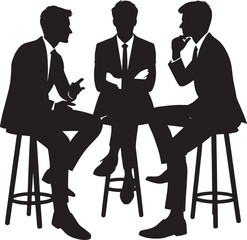 Obraz premium Group of business people talking silhouette vector illustration isolated on a white background