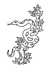 Hand Drawn Snake Outline Vector Element