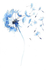Fototapeta premium Blue dandelion seeds fly