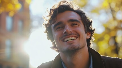 Happy motivated millennial man