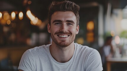 Fototapeta premium Happy motivated millennial man