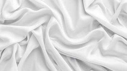 Obraz premium Rippled white silk fabric texture background.