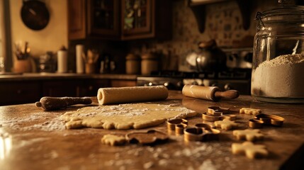 Baking Tools and Ingredients on a Wooden Surface