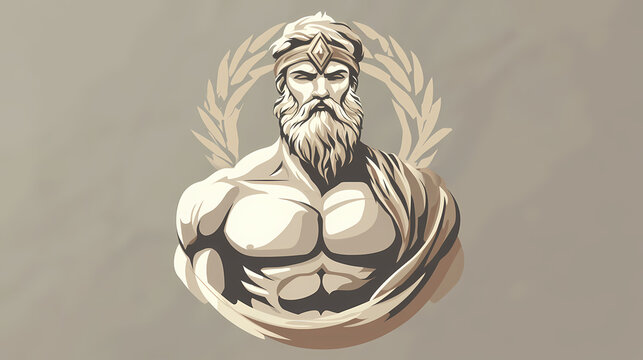 Divine sculpt vector logo design with zeus icon zeus muscle forge gym icon with olympian god vector. Greek Olympian Games. Illustration
