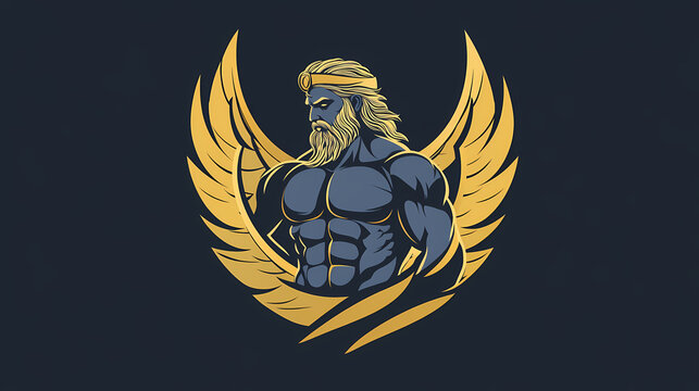 Divine sculpt vector logo design with zeus icon zeus muscle forge gym icon with olympian god vector. Greek Olympian Games. Illustration