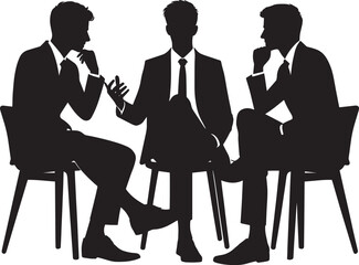 Group of business people talking silhouette vector illustration isolated on a white background