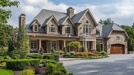 Luxury Stone Mansion with Landscaped Garden