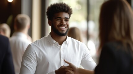 Happy motivated millennial man