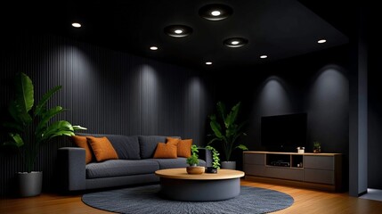 Dark Modern Living Room Design 