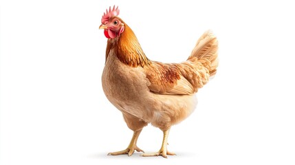 Fototapeta premium The brown chicken stands upright