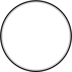 Black frame outline, circle frame geometric, isolated. Transparent background and copy space
