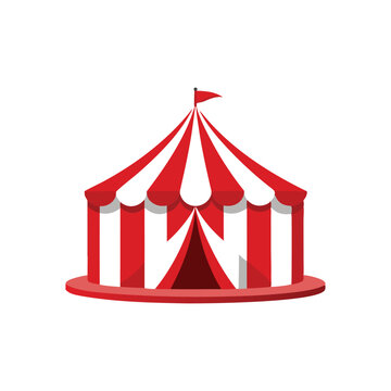 recommend clip art: Circus tent red and white stripped isolated flat vector illustration on white background