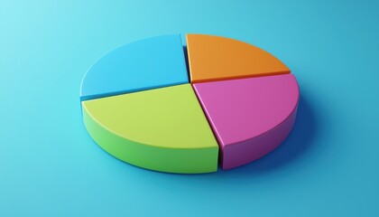 Fototapeta premium A colorful pie chart divided into four sections, representing data visualization for analysis and presentation purposes.
