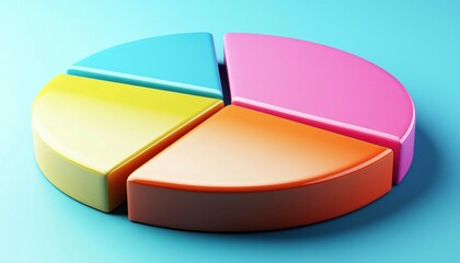 Obraz premium A colorful pie chart with four segments, showcasing data representation in a visually appealing manner.