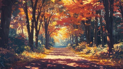 Autumn's Embrace: A Tranquil Path Through Golden Hues