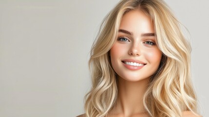 Naklejka premium Smiling blonde woman with beautiful face isolated on transparent background 