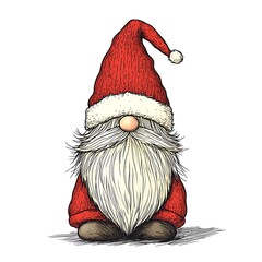 Charming festive gnome with a cozy red hat and fluffy beard perfect for holiday decorations and winter celebrations