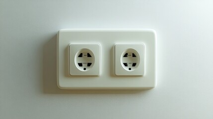 A white electrical outlet with two sockets against a white wall.