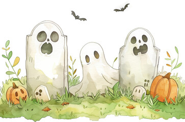 Obraz premium Spooky Halloween ghosts