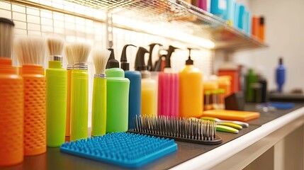 Colorful Hair Care Tools on Display