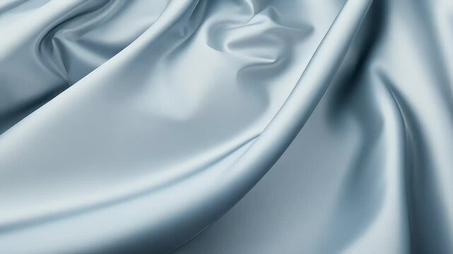 elegant beauty waving silver satin fabric showcased seamless 4K animation that captures graceful fluttering silk cloth moving wind clothes flag background three dimensional loop flow