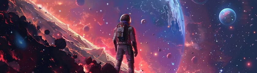 Fototapeta premium An epic saga of a family of space explorers discovering new worlds